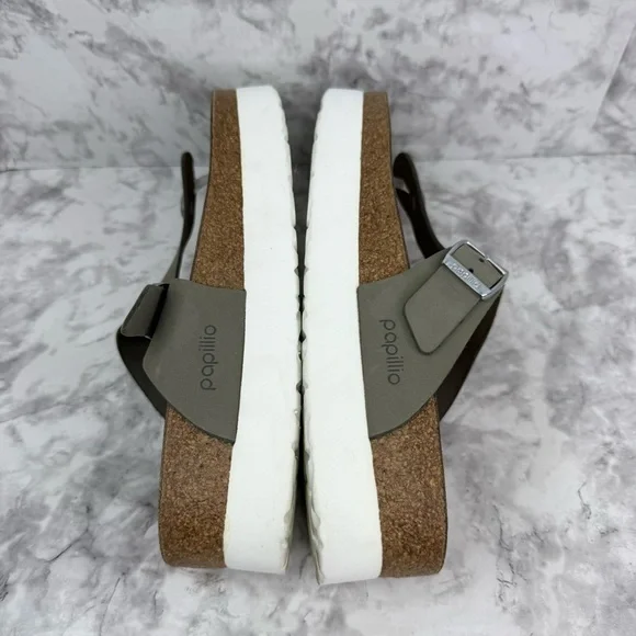 BIRKENSTOCK PAPILLIO GIZEH PLATFORM NUBUCK LEATHER DOVE GRAY Sz 42 Women’s Sz 11